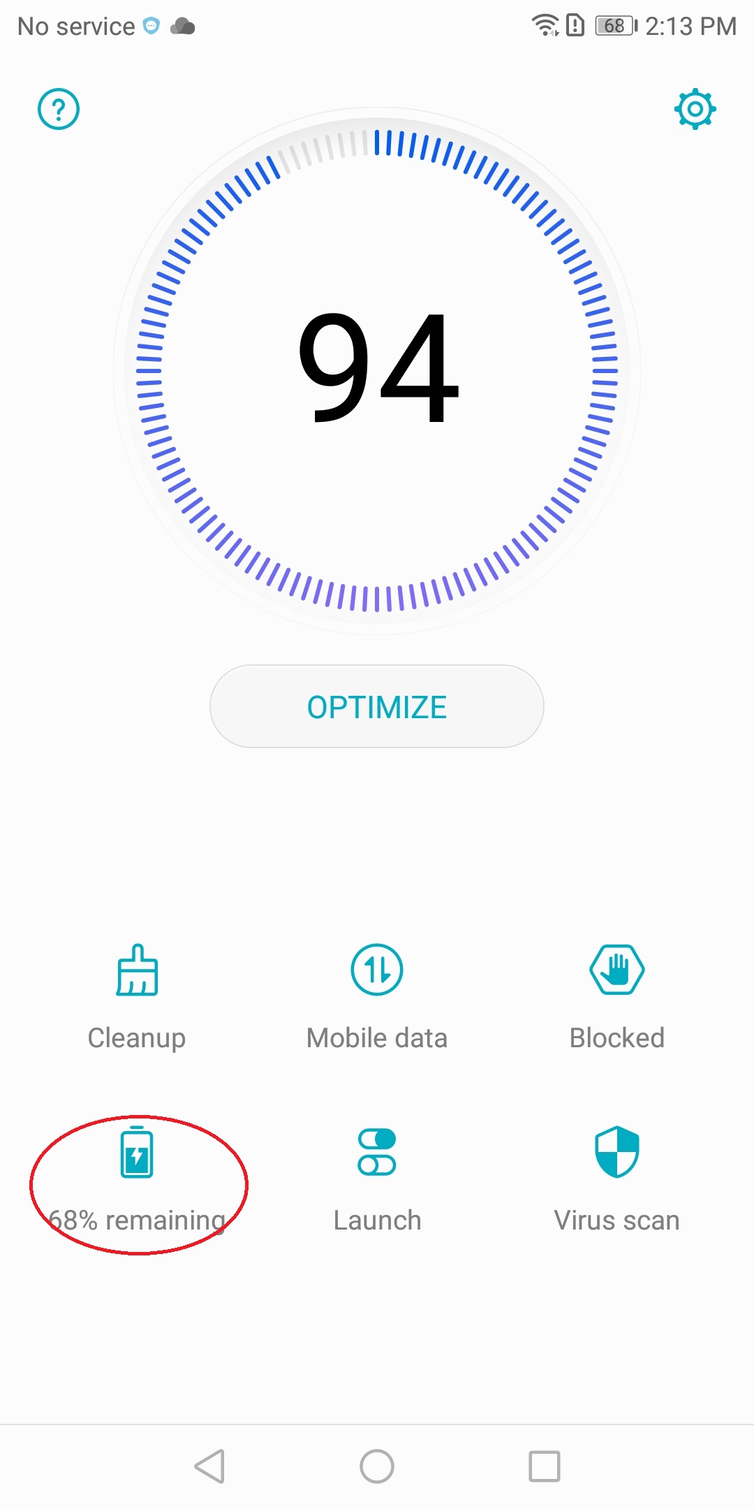 Select Battery option