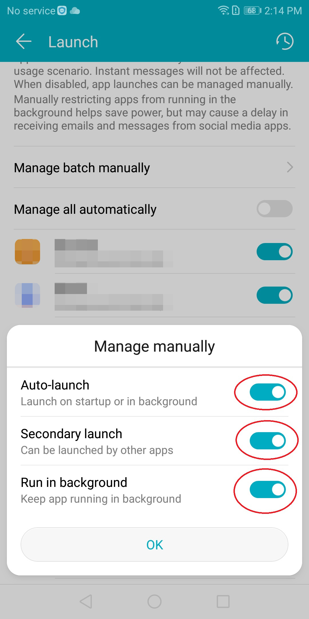 Turn on all options for Bat Messenger